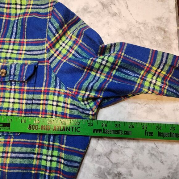 Abercrombie & Fitch Flannel Shirt Mens XXL 2XL Plaid Blue Colorful Muscle Cotton - Picture 8 of 11